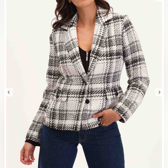 ❤️❤️Nwt ELIE TAHARI tweed Plaid Two Button Notch Collar Jacket❤️❤️ - Picture 2 of 3